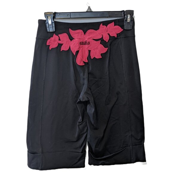 Titika Pants - Titika Active Couture Bike Shorts High Rise Black Embroidered Yoga Sz 2